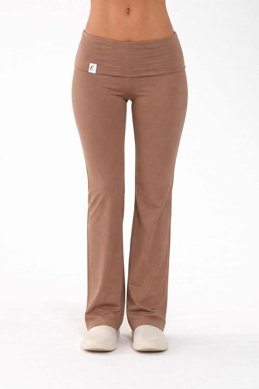 Cotton foldover pants - brown