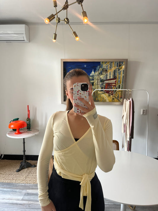 Bamboo wrap top - butter yellow